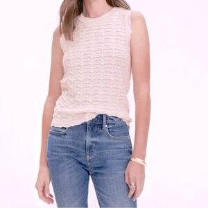 LOFT Scalloped Pointelle Sweater Vest PINK NWT